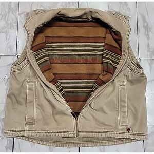 Vintage Woolrich Dark Wheat Full-Zip Fleece Lined Pocket Vest Men's XXL
